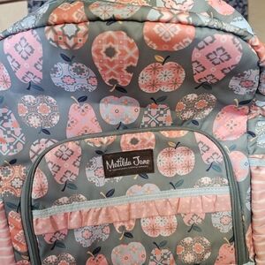 Matilda Jane Pink and Gray Apple Print Backpack